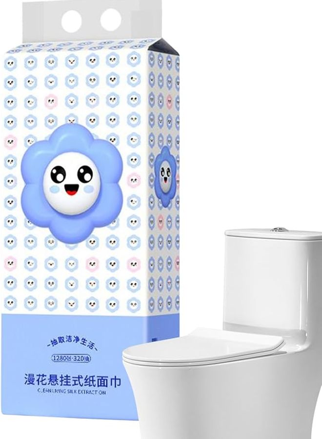 Quilted Toilet Paper Pack of 1 Hangable Travel Quick Pull Soft Thickened Tissues - Image 1